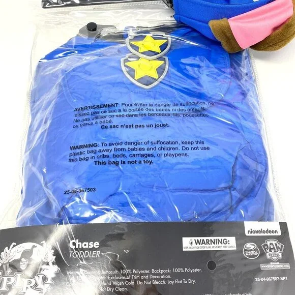 Spirit Halloween PAW Patrol Toddler Chase Costume Deluxe Halloween Hat Backpack - Picture 9 of 11